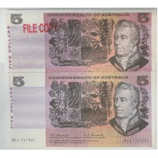 AUSTRALIA 1967 . FIVE DOLLARS BANKNOTE . COOMBS / RANDALL . ERROR . COLOUR SIMULATION MISSING